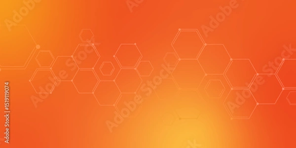 Fototapeta Hexagonal Molecular structure abstract tech network pattern. Medical design. geometric hexagonal honeycomb shape texture background 3d copy space. Science template, wallpaper or banner. Vector.	
