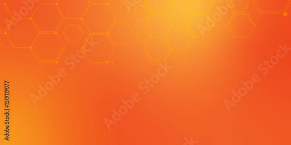 Obraz Hexagonal Molecular structure abstract tech network pattern. Medical design. geometric hexagonal honeycomb shape texture background 3d copy space. Science template, wallpaper or banner. Vector.	
