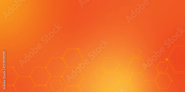 Obraz Hexagonal Molecular structure abstract tech network pattern. Medical design. geometric hexagonal honeycomb shape texture background 3d copy space. Science template, wallpaper or banner. Vector.	
