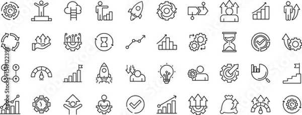 Fototapeta Progress Icon Set, Growth and Progress Icons, Development and Improvement Icons