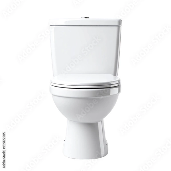 Fototapeta White ceramic toilet with a closed lid and tank, designed for residential bathroom use, featuring a modern and clean appearance