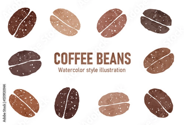 Obraz コーヒー豆の水彩風ベクターイラスト