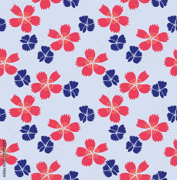 Fototapeta Japanese Pretty Flower Fall Vector Seamless Pattern