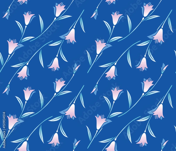 Fototapeta Japanese Pretty Flower Leaf Branch Vector Seamless Pattern