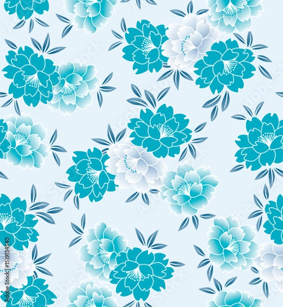 Fototapeta Japanese Wild Flower Leaf Vector Seamless Pattern