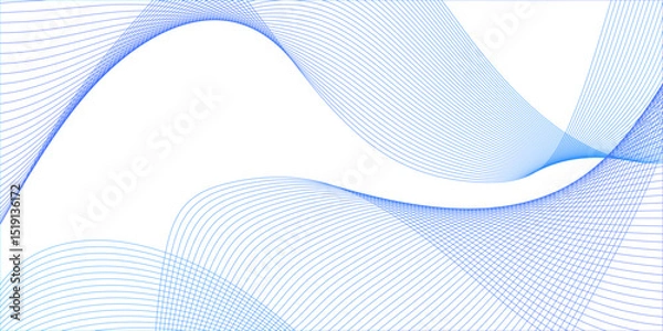 Fototapeta White wave curve lines banner background design. Abstract soft wave lines dynamic flowing blue light isolated background. Vector Illustration of the gray pattern of lines. stripes on white.