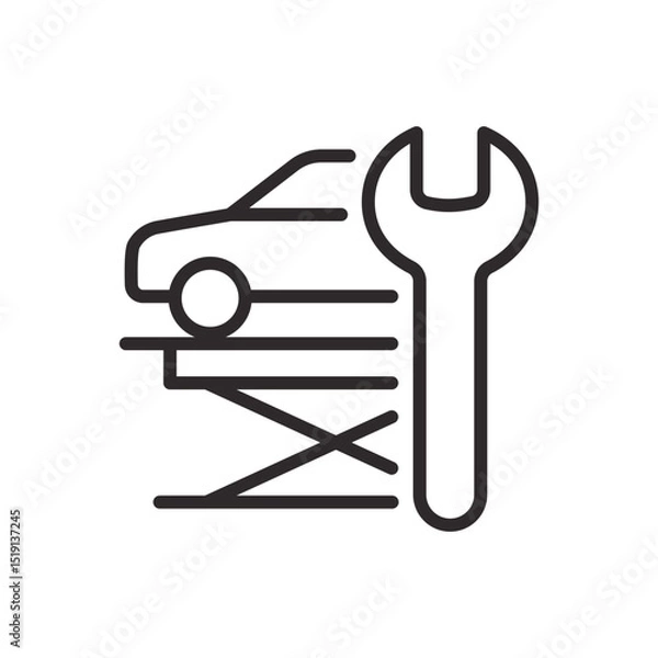 Obraz Auto service icon. Symbol of vehicle maintenance. Vector illustration. Editable stroke.