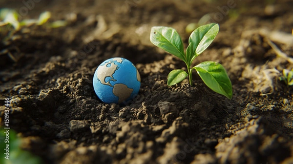 Obraz Easter egg hidden in green grass surrounded by young plants and fresh spring growth