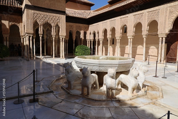 Obraz Lion Fountain in the Alhambra, Granada, Andalusia, Spain
