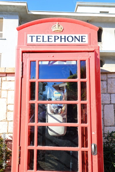 Obraz Old British telephone booth in a street of Gibraltar, Great Britain 