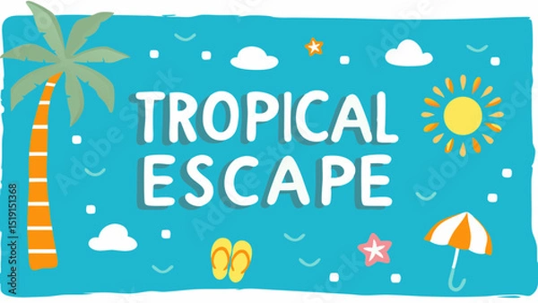 Fototapeta Embrace the carefree joy of a Tropical Escape where sunny days and blissful serenity create unforgettable memories
