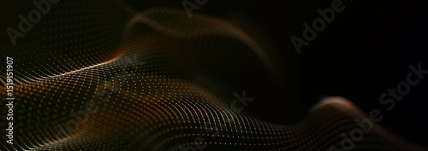 Obraz Digital landscape with dots and lines. Cyberspace grid. Background concept for your design. 3d