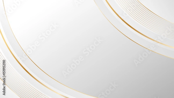 Obraz Abstract white-gray luxury curve background with gold lines. Elegant minimalist wallpaper design for banner, templates, presentation, brochure, cover, website, page and more