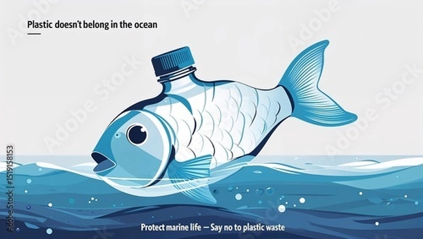 Fototapeta World Environmental Day 2025 , Minimalist Environmental Poster Beat Plastic Pollution , Save Earth in Style   , Save ocean , illustration image , photo , background