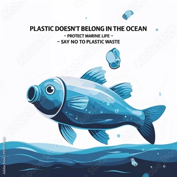 Fototapeta World Environmental Day 2025 , Minimalist Environmental Poster Beat Plastic Pollution , Save Earth in Style   , Save ocean , illustration image , photo , background