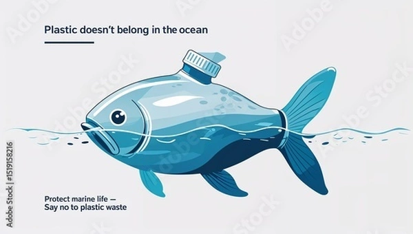 Fototapeta World Environmental Day 2025 , Minimalist Environmental Poster Beat Plastic Pollution , Save Earth in Style   , Save ocean , illustration image , photo , background