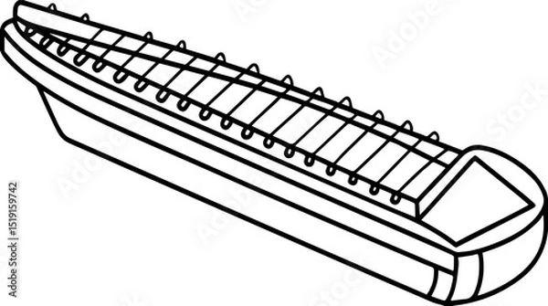 Fototapeta Santoor black outline vector and illustration, coloring book page