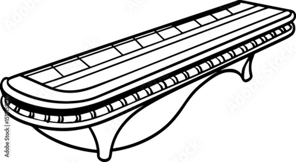 Fototapeta Santoor black outline vector and illustration, coloring book page