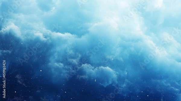 Fototapeta This picture shows a deep blue universe with nebulae and stars intertwined, creating a tranquil and mysterious space scene.