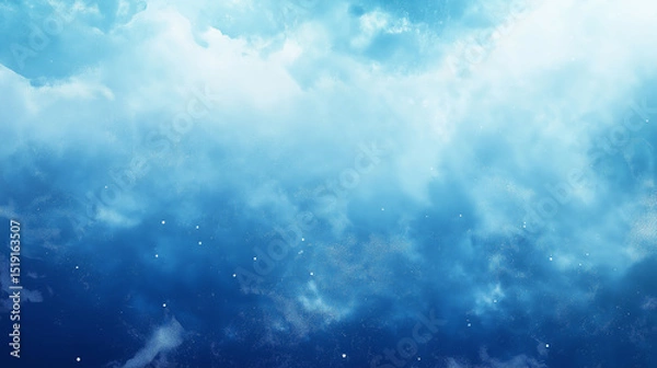 Fototapeta This picture shows a deep blue universe with nebulae and stars intertwined, creating a tranquil and mysterious space scene.