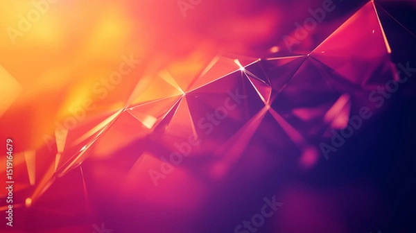 Fototapeta This picture shows a geometric figure composed of polygons, with vibrant colors and interwoven light and shadow, giving a sense of modernity and technology.