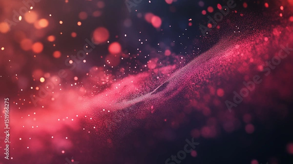 Fototapeta This picture shows a vibrant cosmic background with red and pink nebulae intertwined with twinkling light spots, creating a dreamy visual effect.