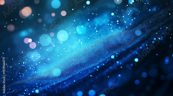 Fototapeta This picture shows a mysterious cosmic scene with blue nebulae and twinkling light spots intertwined, creating a dreamy visual effect.