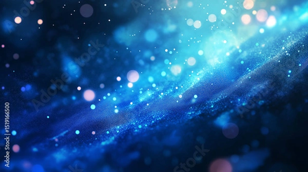 Fototapeta This picture shows a mysterious cosmic scene with blue nebulae and twinkling light spots intertwined, creating a dreamy visual effect.