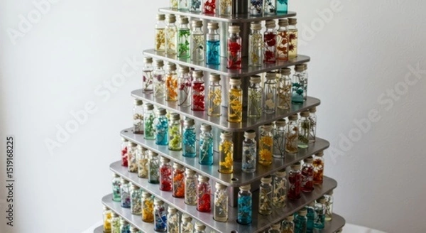 Obraz Colorful Glass Bottle Pyramid Display