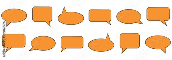 Fototapeta Set of comment speech bubble on orange background. Chat message speech bubble