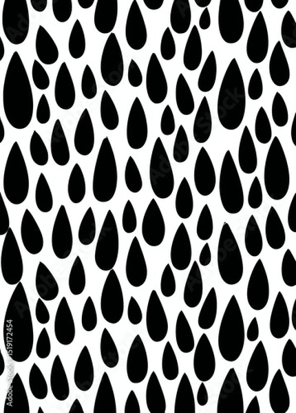 Fototapeta Seamless Black Raindrop Pattern Elegant Vector Design for Print and Web