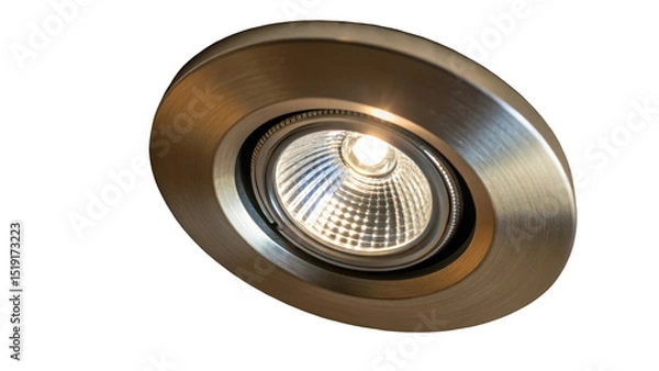 Fototapeta Round recessed led ceiling light fixture providing bright illumination against a transparent background, ideal for enhancing modern interior design projects in homes and commercial spaces