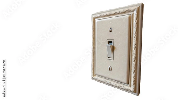 Fototapeta Classic light switch with ornate frame on a transparent background. The switch is in the off position, showcasing detailed craftsmanship and a vintage aesthetic