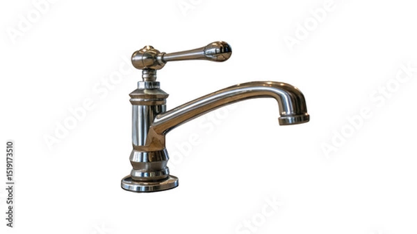 Fototapeta Classic chrome faucet with transparent background, showcasing its elegant design and functionality, ideal for interior design and home improvement projects