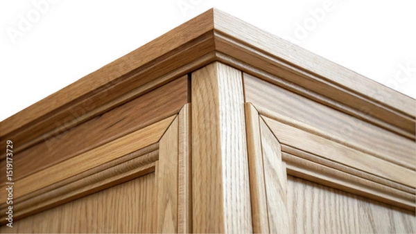 Fototapeta Finely crafted wooden furniture corner highlighting intricate details against a transparent background, ideal for enhancing design and carpentry projects with quality craftsmanship