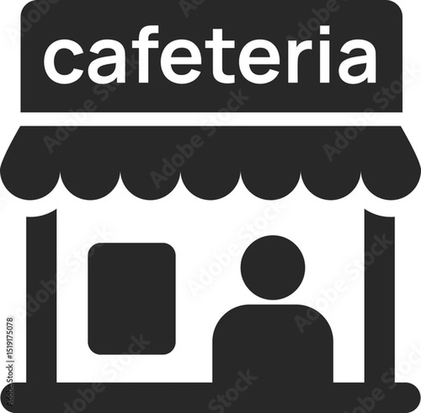 Obraz School cafeteria building with vendor inside, solid icon vector.