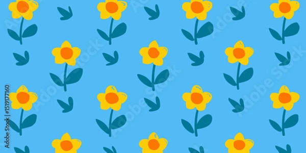 Fototapeta Vibrant Yellow Flower Seamless Pattern Spring Floral Design for Textile, Wallpaper, and Fabric