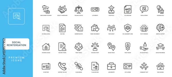 Obraz collection social reintegration icons concepts like employment justice support community opportunities for personal growth societal integration