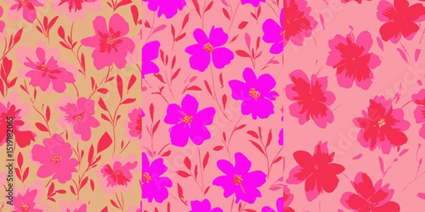 Obraz Vibrant Hand-Drawn Floral Background Seamless Pattern Designs