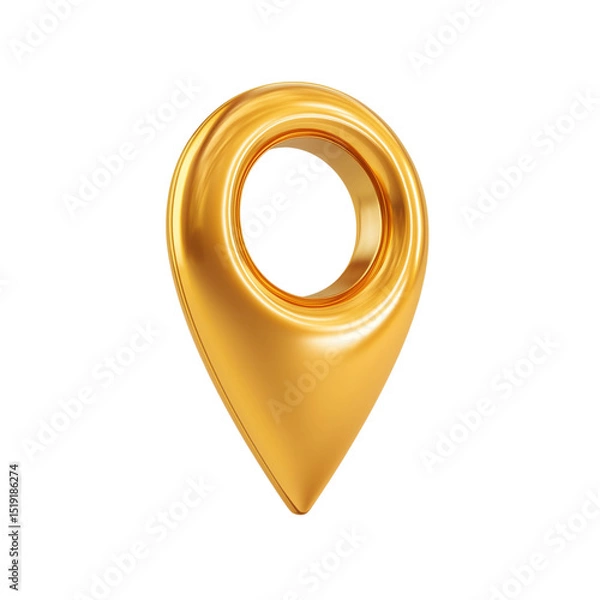 Fototapeta 3d render of gold location pin icon with transparent background