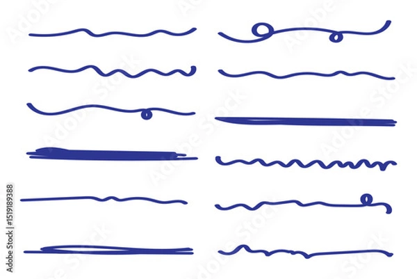 Fototapeta pen marker scribble line set.