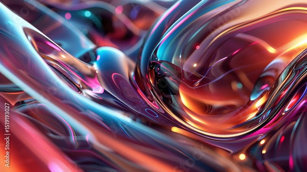 Fototapeta Abstract colorful swirls flow in a dynamic composition. The image features highlights in pink, orange, and blue, rendered with a smooth, glossy texture.