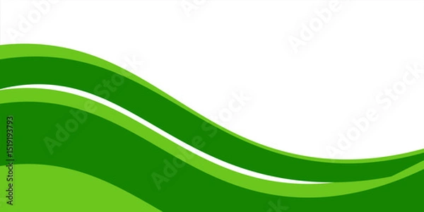 Fototapeta Abstract White and Green wave wide background banner