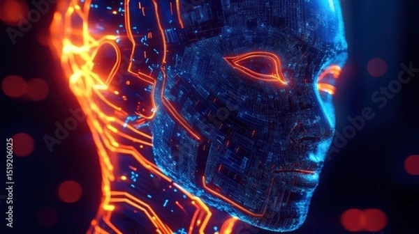 Fototapeta Futuristic Cyber AI Model Analyzing Global Intelligence