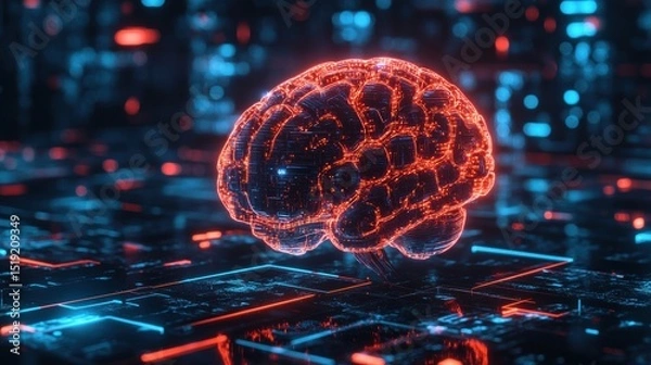 Fototapeta AI-Powered Robotic Brain Analyzing Cognitive Intelligence