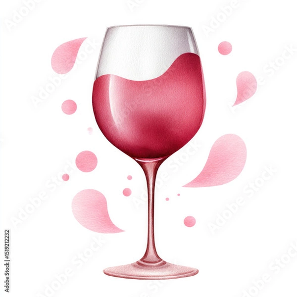 Obraz Minimalist watercolor wine glass art for elegant picnic theme decor and design projects