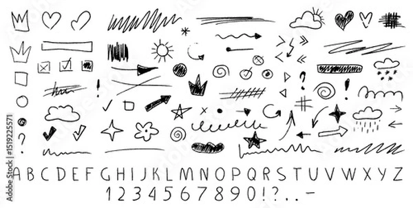 Obraz Handwritten Crayon Letters with Underline Accents