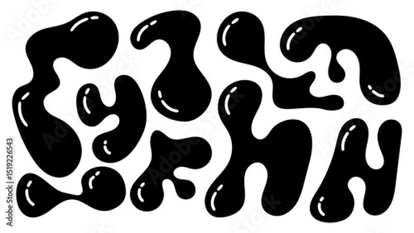Fototapeta Organic blobs with irregular shapes creating an abstract composition in monochrome