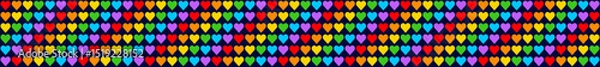 Obraz Rainbow Heart Mosaic, diagonal border, seamless vector pattern with colorful hearts in rainbow palette. Perfect for backgrounds, textiles, and festive banner designs, love and joy, dark mode theme