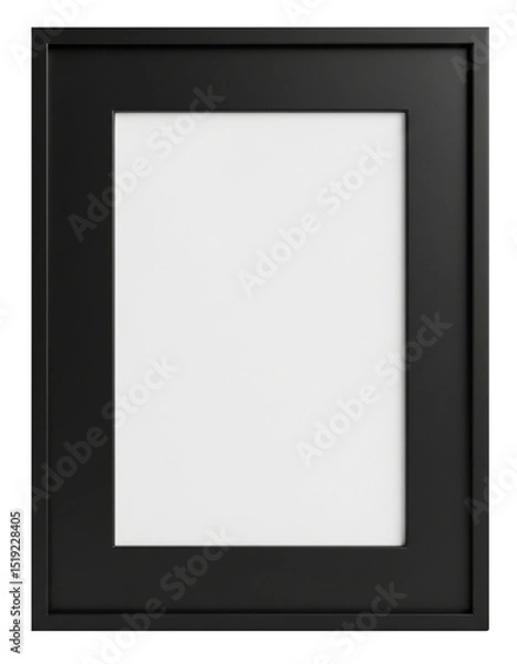 Obraz 3d depth black photo frame with centre white isolated background
